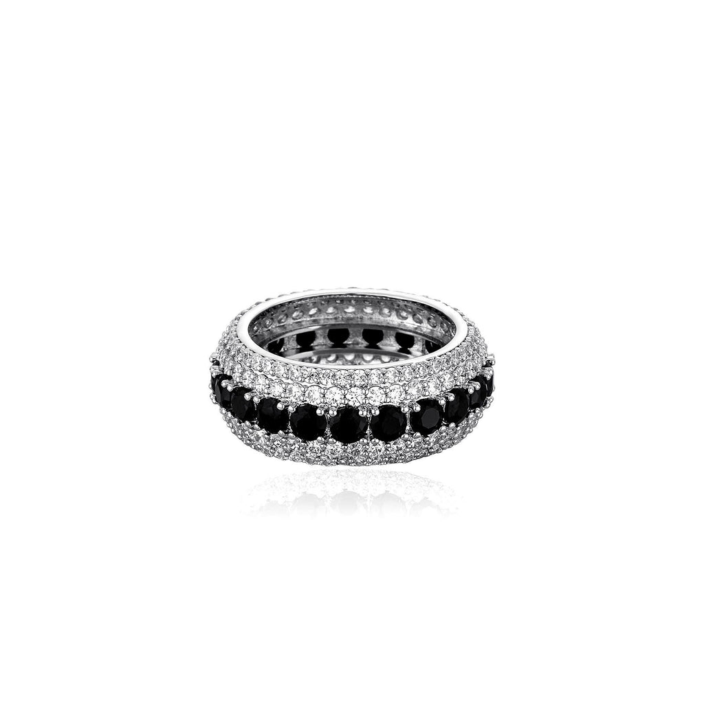 Hip Hop Ring 14mm Rhombus Cuban Ring, Real Gold Plated, Double Row Zircon Ring