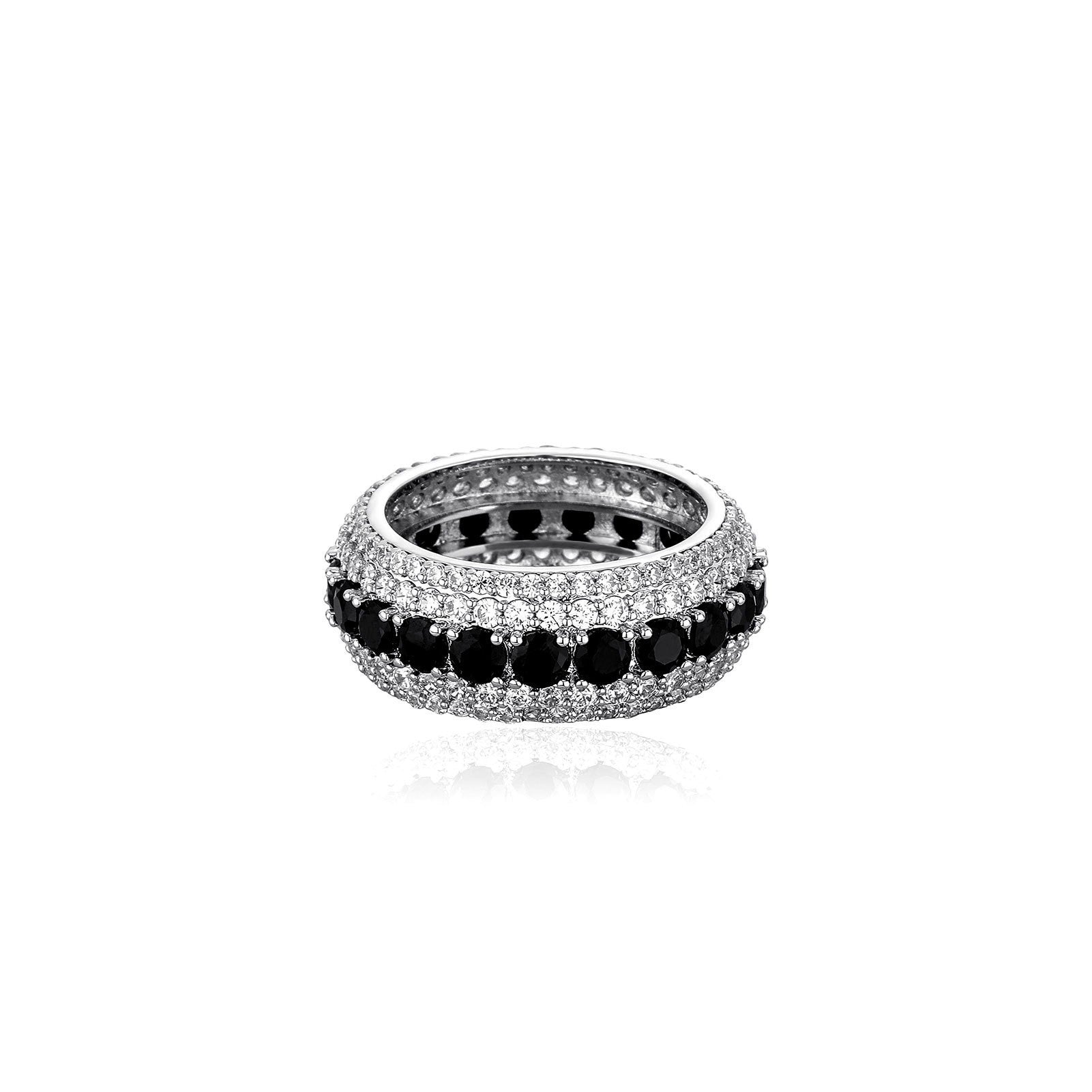 Hip Hop Ring 14mm Rhombus Cuban Ring, Real Gold Plated, Double Row Zircon Ring