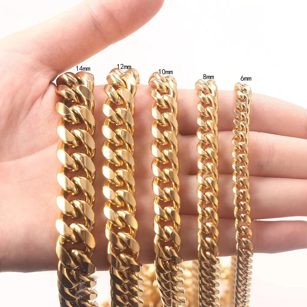 Micro-pave Zircon Polished Bronze Buckle Necklace