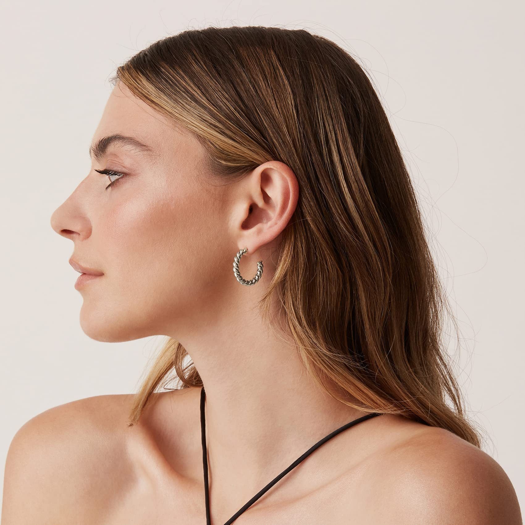 Titanium Steel Twisted Rope C-Shaped Earrings For Women