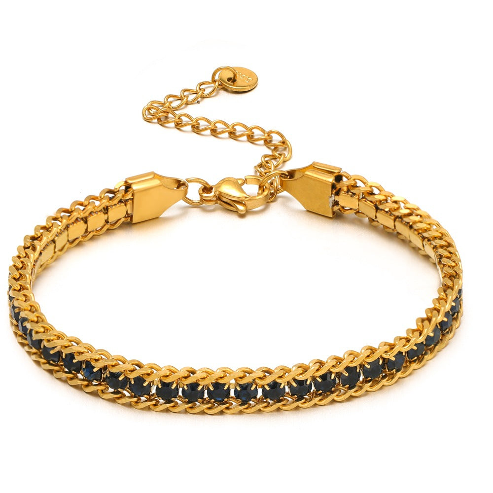 Single-sided Zircon-studded Chain Pearl Bracelet