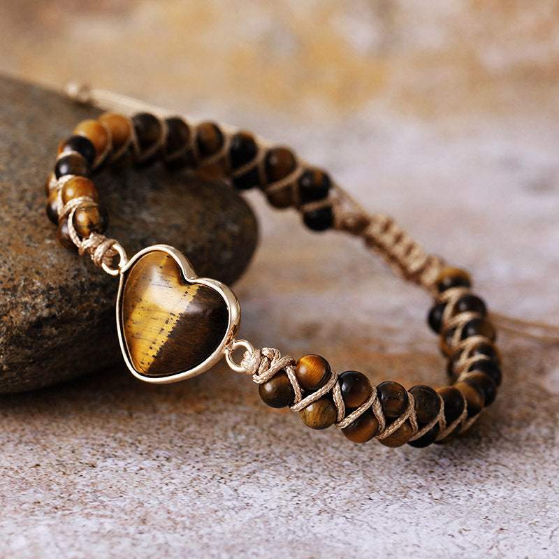 Teardrop-shaped Lapis Lazuli Natural Stone Handwoven Wrap Bracelet Adjustable
