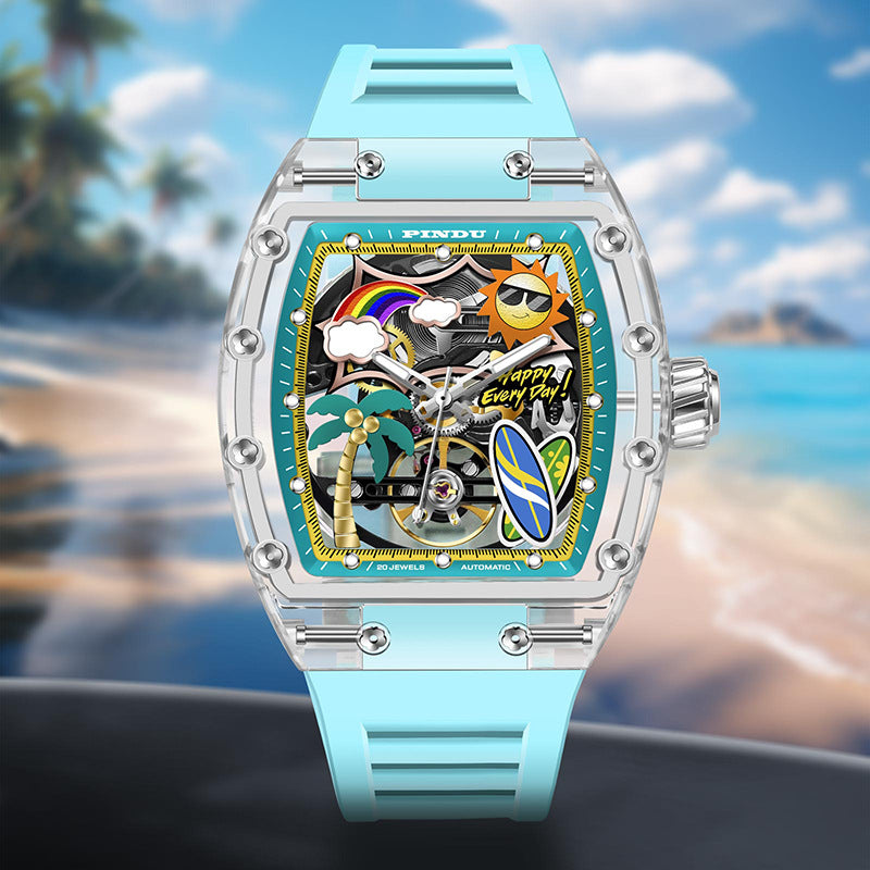 Fully automatic skeleton mechanical watch