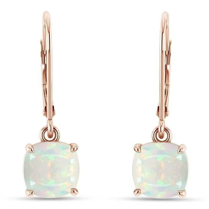 Womens Opal Square Mini Opal Earrings