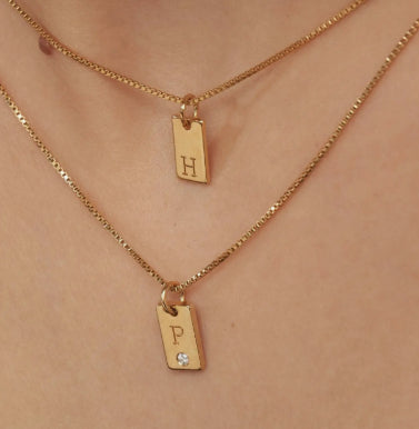 Willow Tag Initial Necklace 18K Gold Plated Custom
