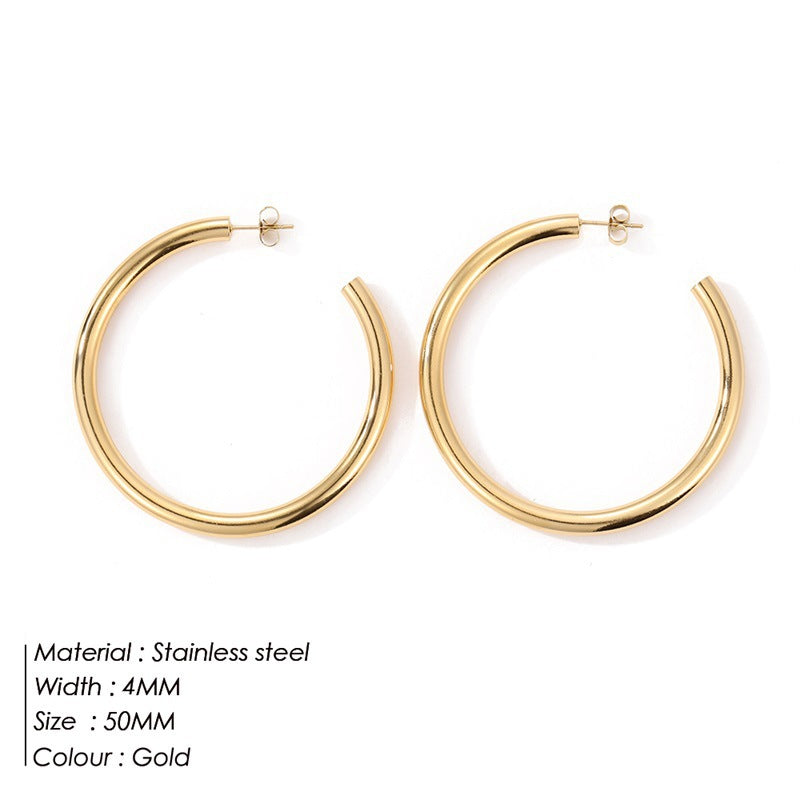 Fashionable Gold-Plated Stainless Steel Earrings
