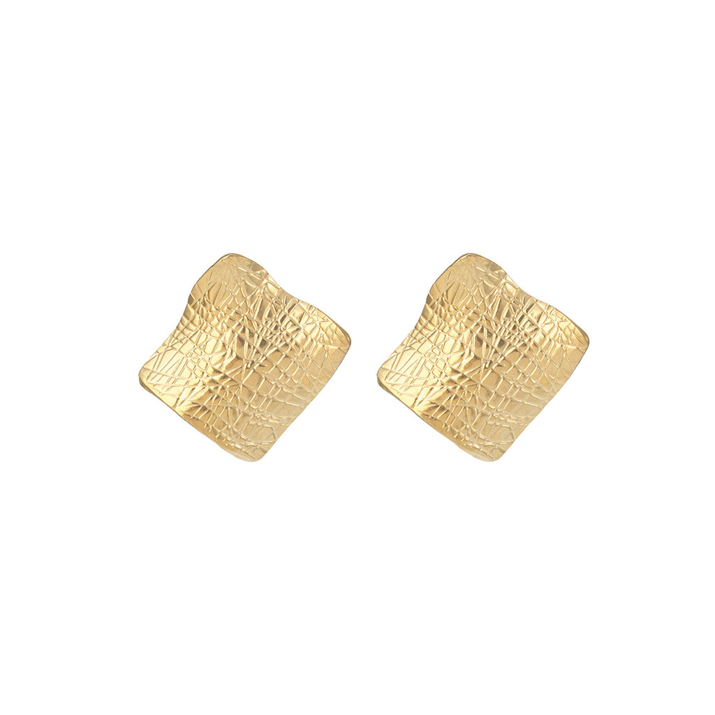 Fashion European & American Style Square Pleated Earrings, Irregular Texture, High-Grade All-Match Jewelry For Women