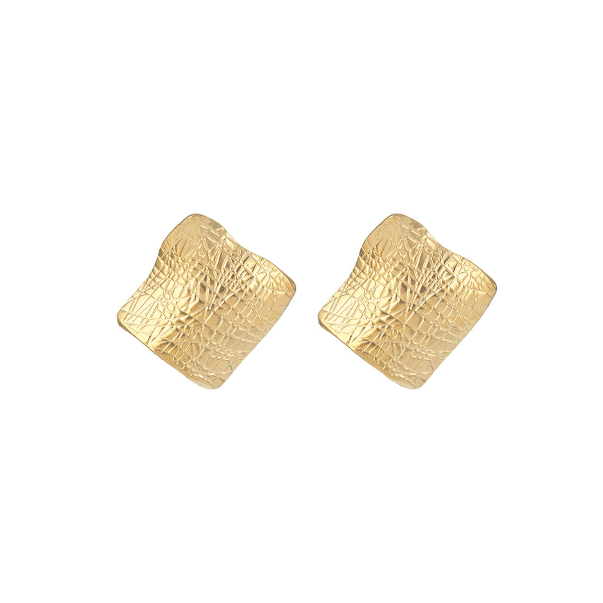 Fashion European & American Style Square Pleated Earrings, Irregular Texture, High-Grade All-Match Jewelry For Women