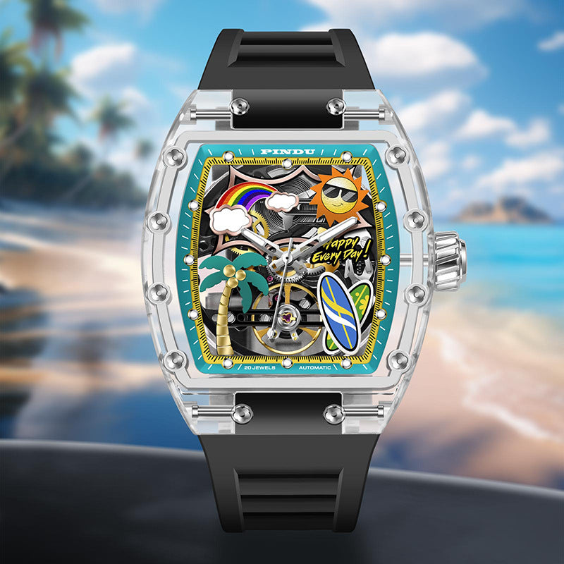 Fully automatic skeleton mechanical watch