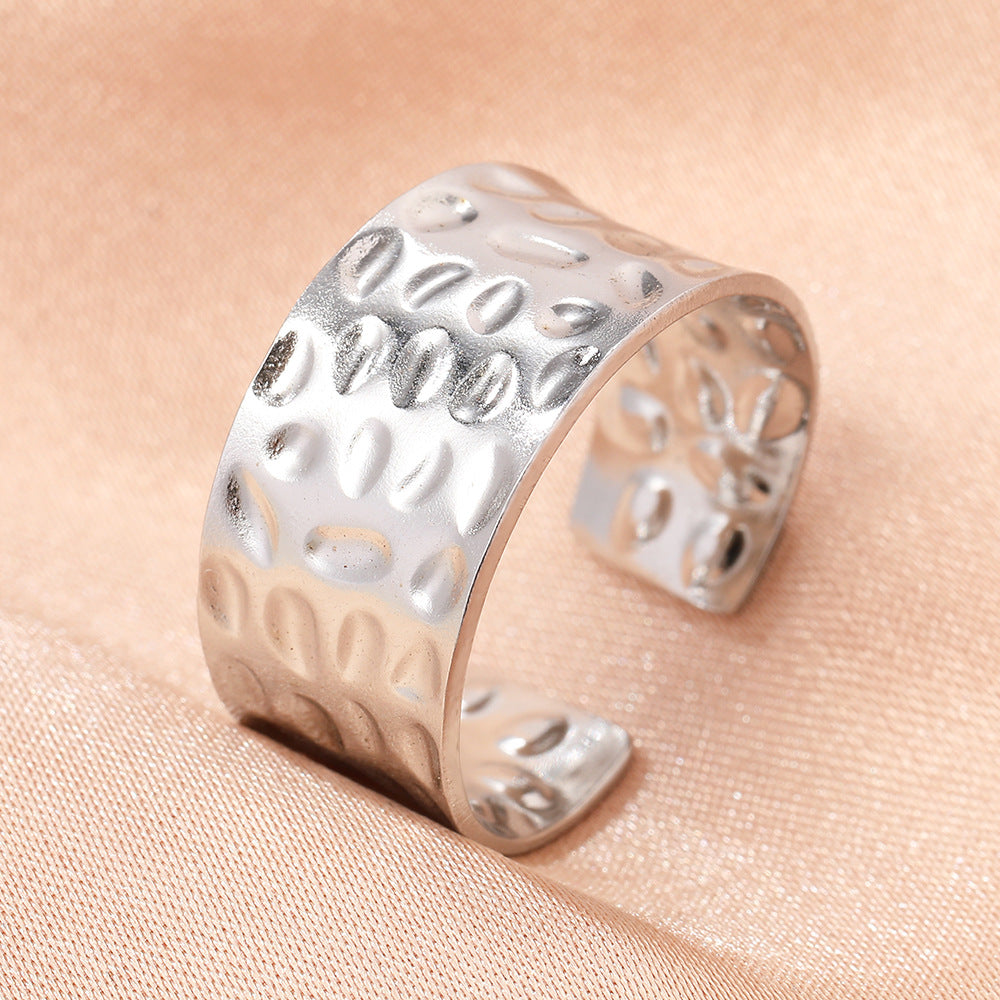 European And American-style Instagram-inspired Niche Geometric Wide-band Adjustable Ring