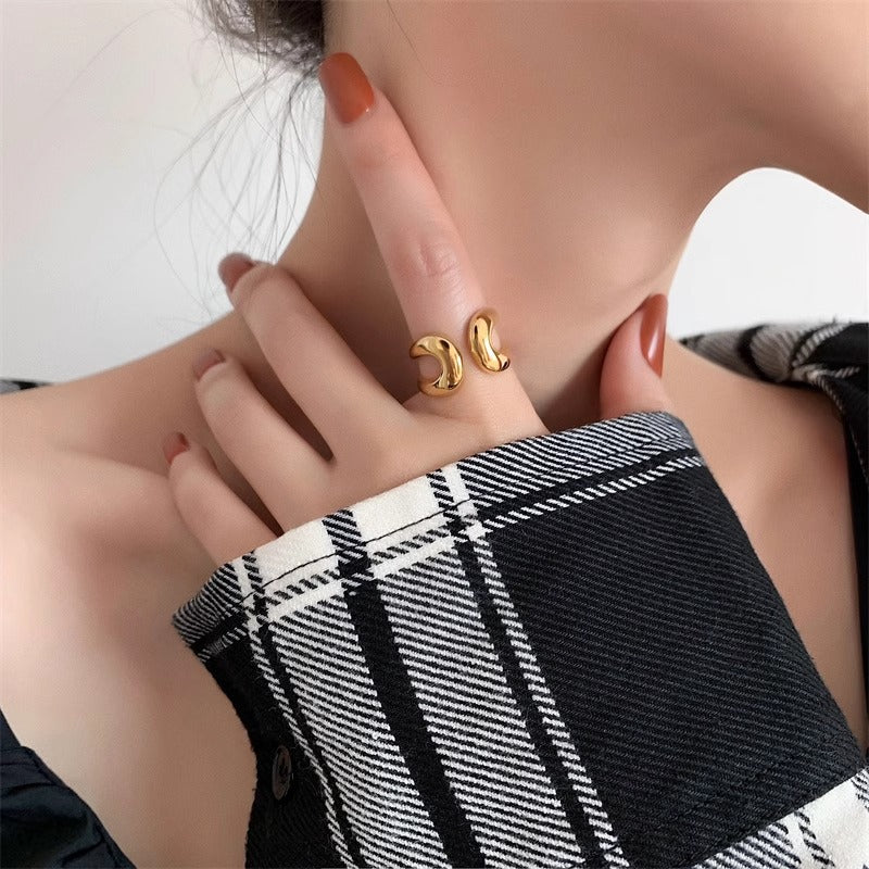 Retro Geometric Open Titanium Steel Ring For Women