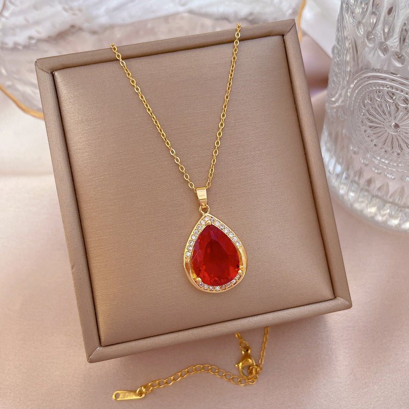 Women's Fashion Red Micro-Pave Diamond Necklace For Women
