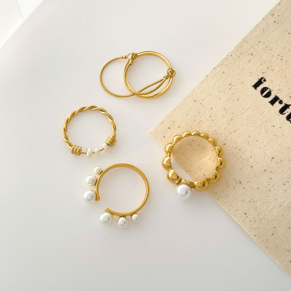 Pearl Round Bead Ring For Women