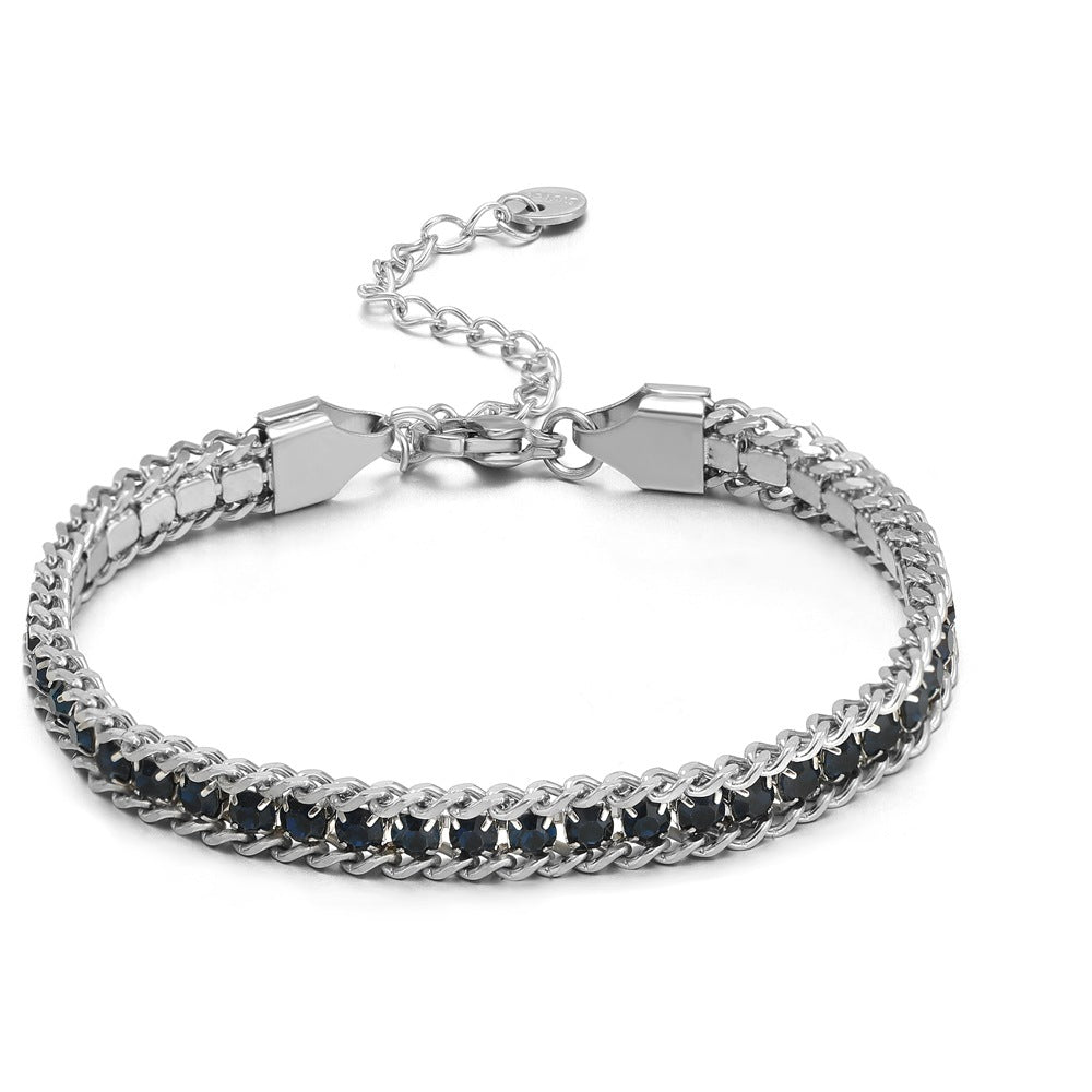 Single-sided Zircon-studded Chain Pearl Bracelet