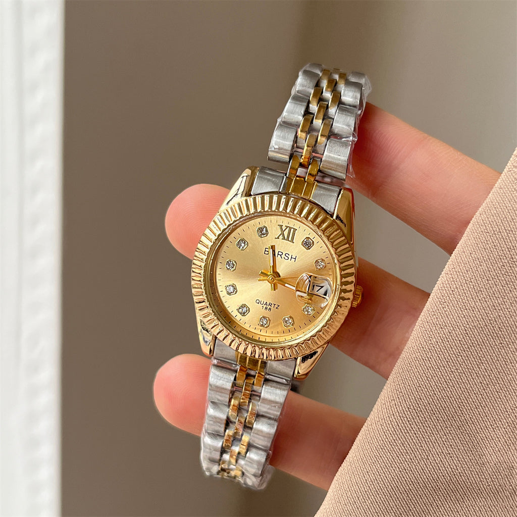 Casual Yet Sophisticated Round Diamond-face Watch