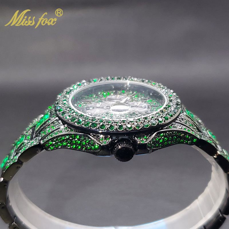 Fashion Mens Diamond Luminous Quartz Watch