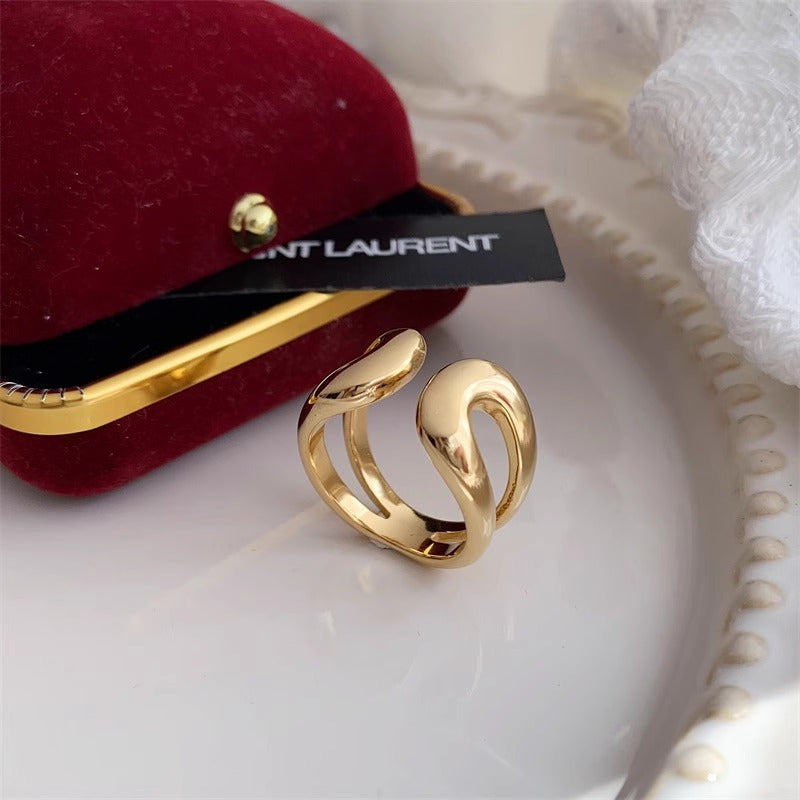 Retro Geometric Open Titanium Steel Ring For Women