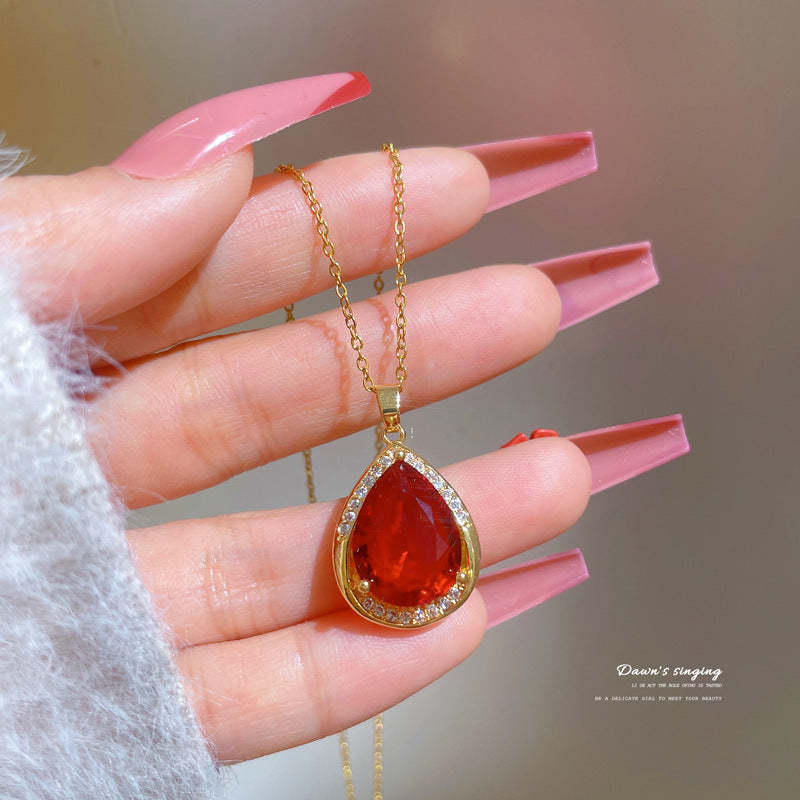 Women's Fashion Red Micro-Pave Diamond Necklace For Women