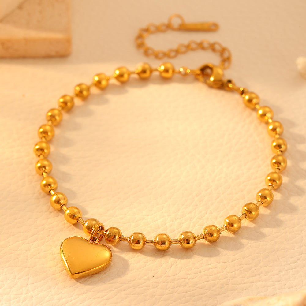 Light Luxury Colorfast Heart-Shaped Bead Jewelry Set