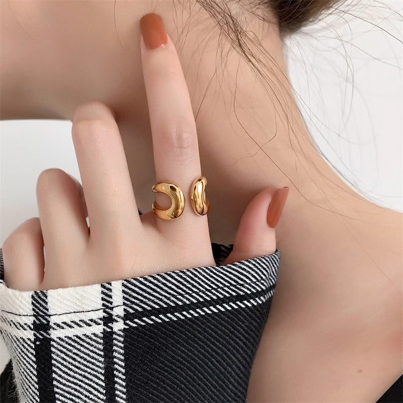 Retro Geometric Open Titanium Steel Ring For Women