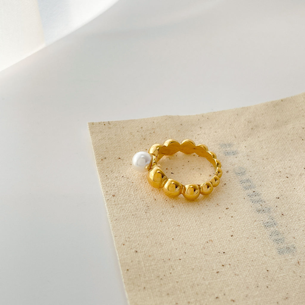 Pearl Round Bead Ring For Women
