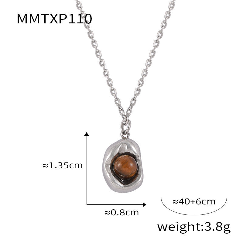 Irregularly Inlaid Natural Tiger Eye Stone Necklace